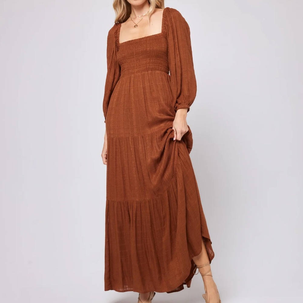 L*Space Dakota Tiered Smocked Prairie Full Raglan Sleeve Maxi Dress